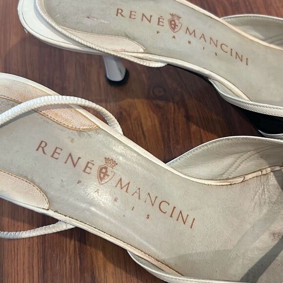 Rene Mancini black and white pointy toe heels Paris size 40 9.5 - Picture 7 of 7